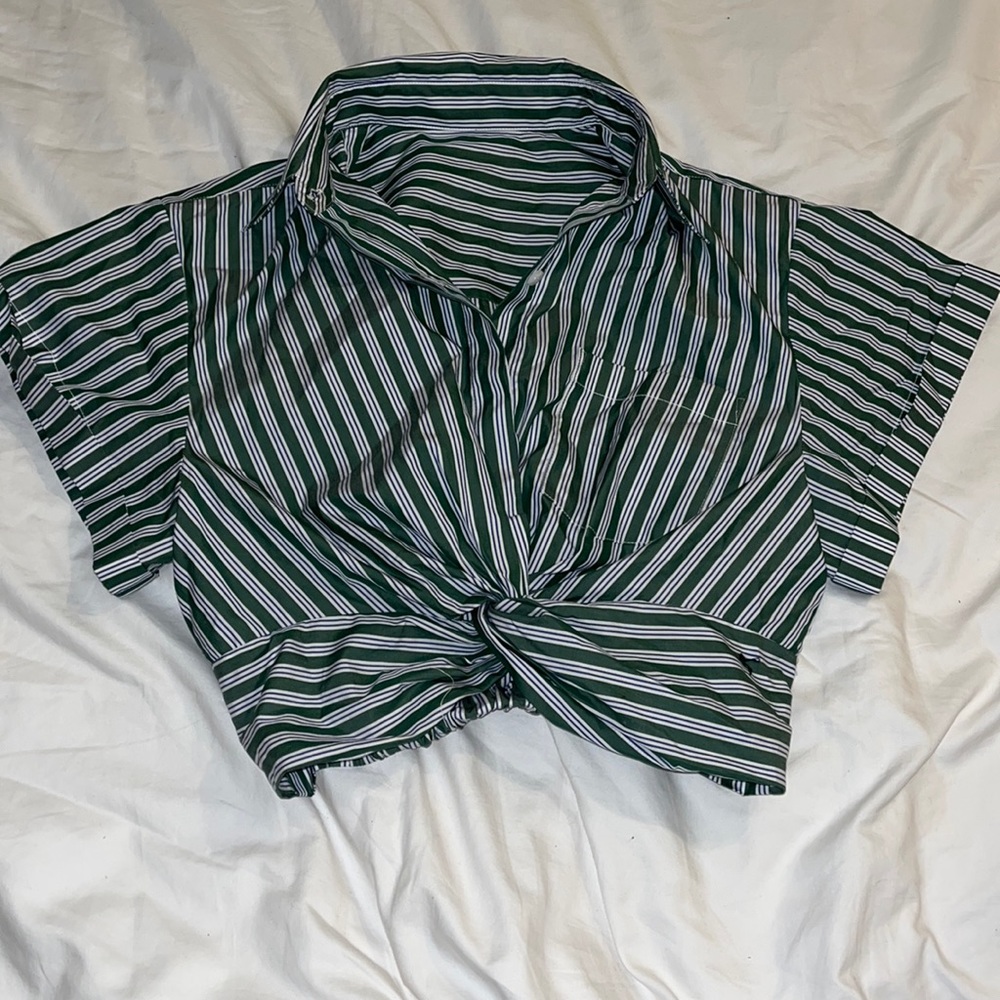 Rag and bone button down striped crop